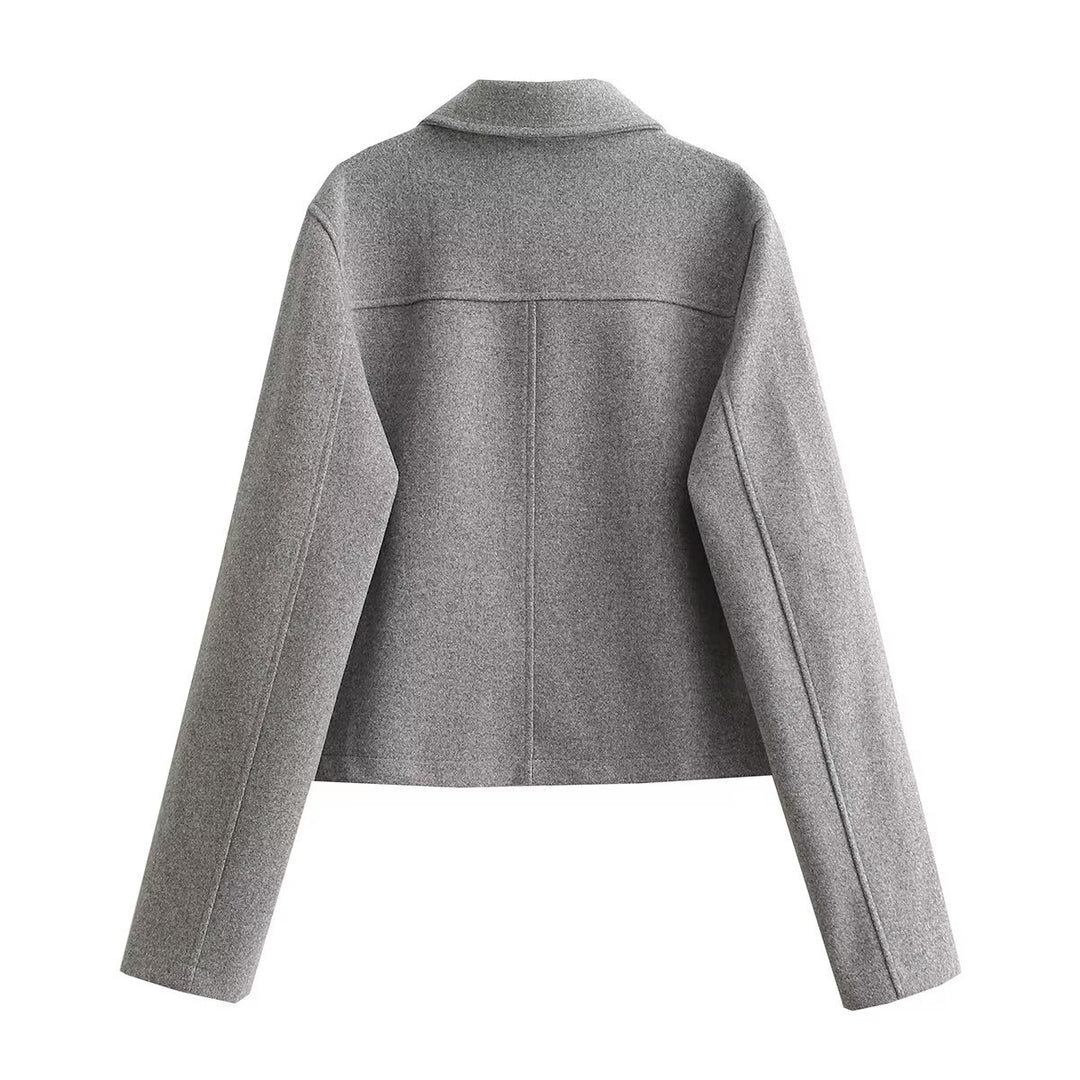 Damen nan kurze Wolljacke mit goldknopffront, aufgesetzten Klappentaschen und taillierter Silhouette Drune