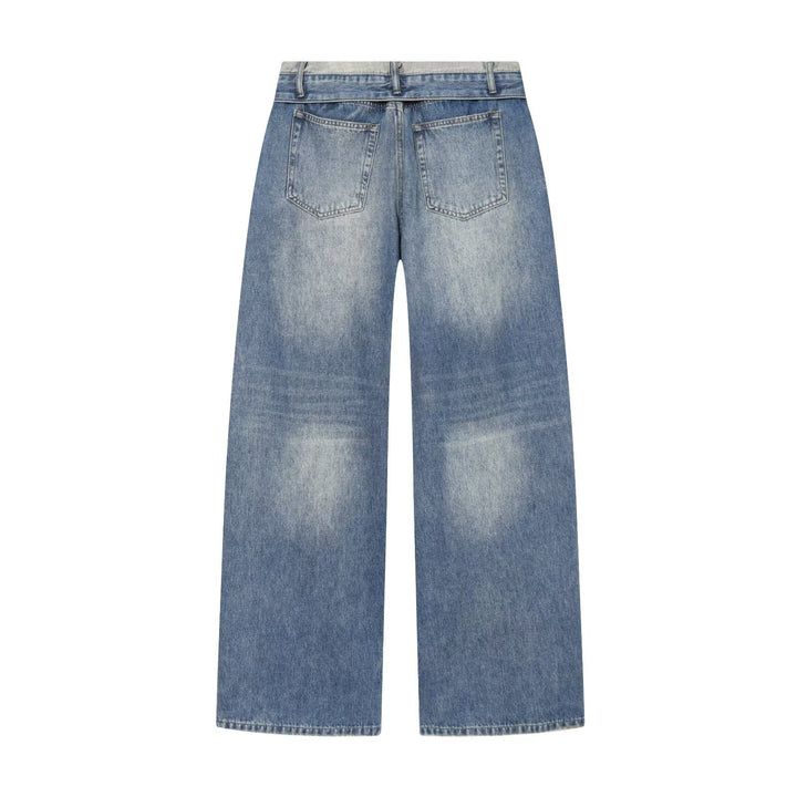 Damen Weite Ripped Denim‑Jeans mit Knie‑Löchern und hoher Leibhöhe Drune