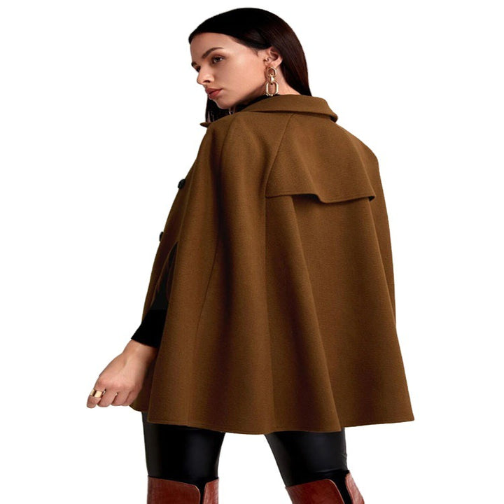 Damen Kurzcape-Mantel im Boxy-Tailoring mit verdeckten Ärmelschlitzen und Reverskragen Drune