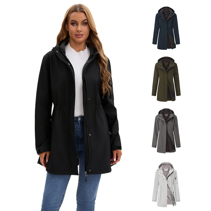Damen nan funktionaler Softshell-Parka mit Teddyfleece-Futter, Kapuze und Taillenzug Drune