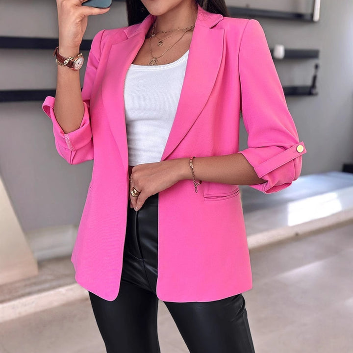 Damen nan taillierter Longblazer mit umlegbarem Revers aufgekrempelten Ärmeln und verdeckten Eingrifftaschen Drune