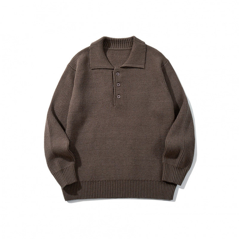 Herren Feinstrick-Polo-Pullover mit Hemdkragen, Knopfleiste und geripptem Saum Drune