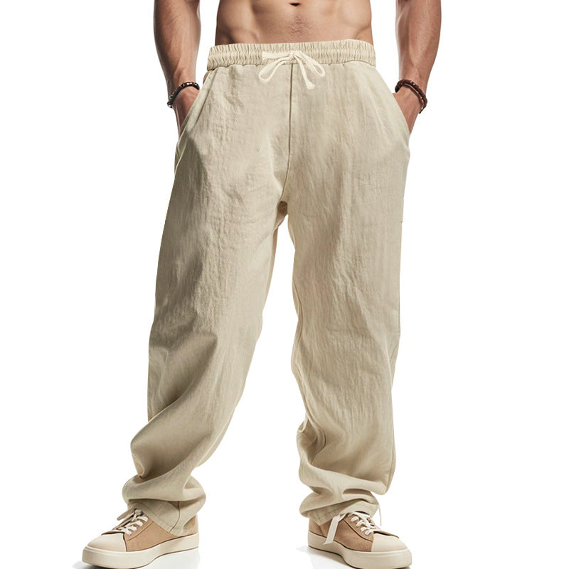 Herren nan leichte Leinenhose mit elastischem Bund und seitentaschen lässiger Schnitt Drune