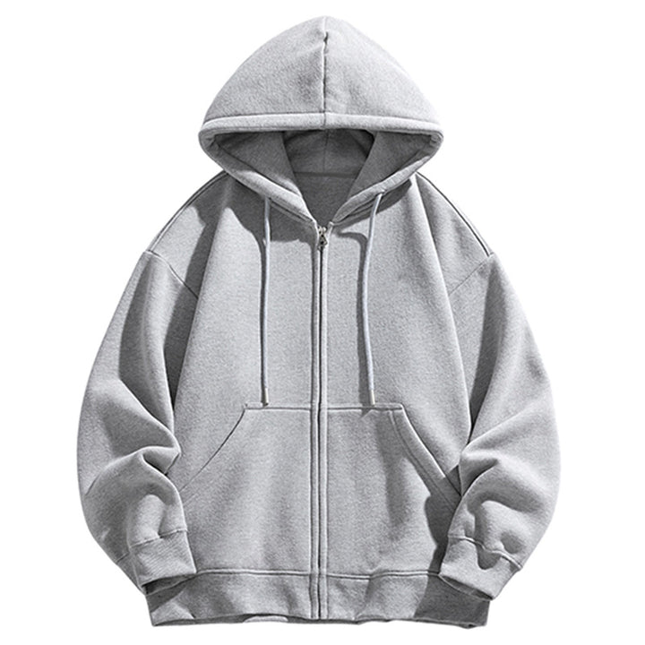 Herren Oversize Kapuzen‑Sweatjacke mit durchgehendem Reißverschluss und Kängurutasche Drune
