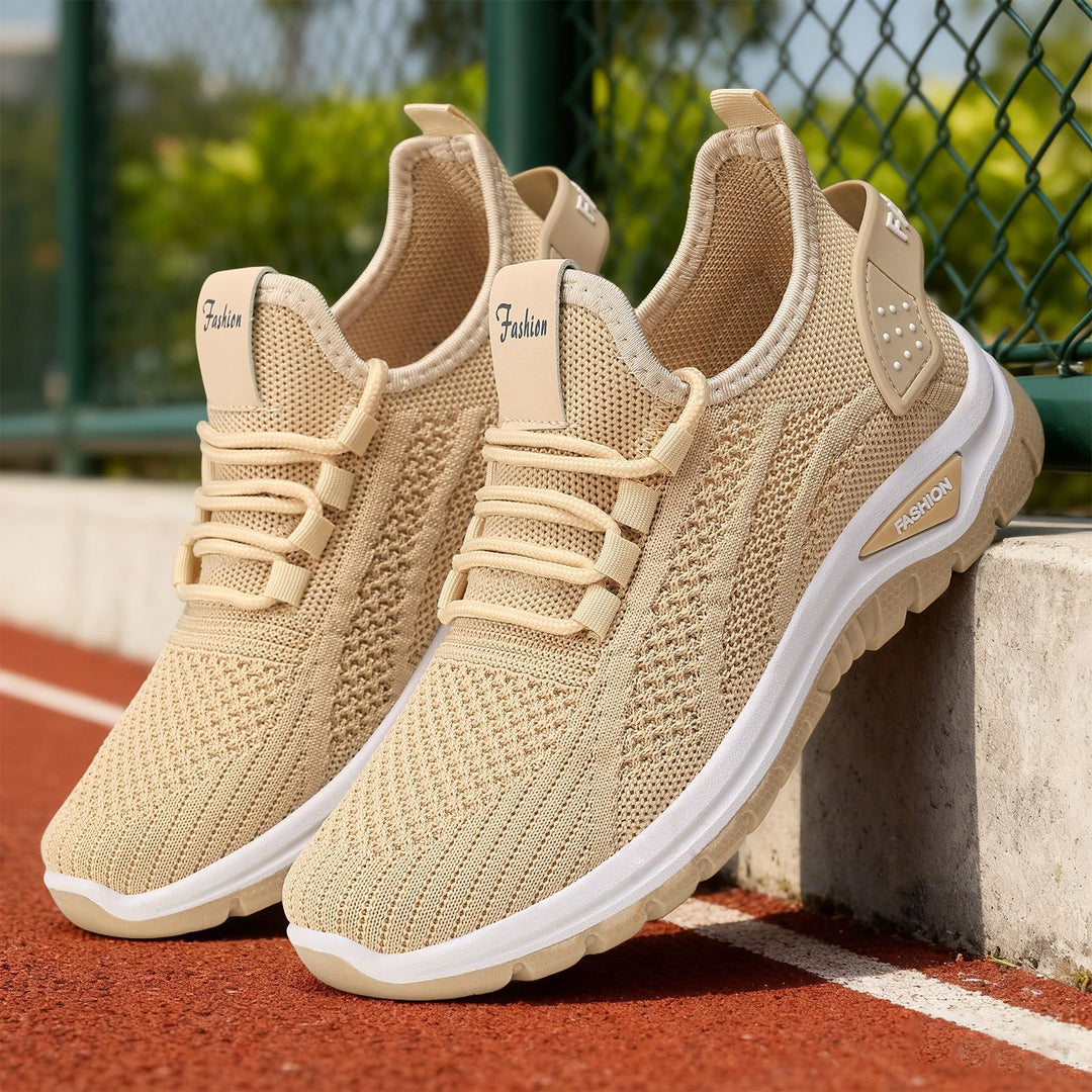 Damen nan sockenähnlicher Strick-Fit Sneaker mit elastischer Schnürung, gelochter Fersenverstärkung und dämpfender Plateau-Sohle Drune