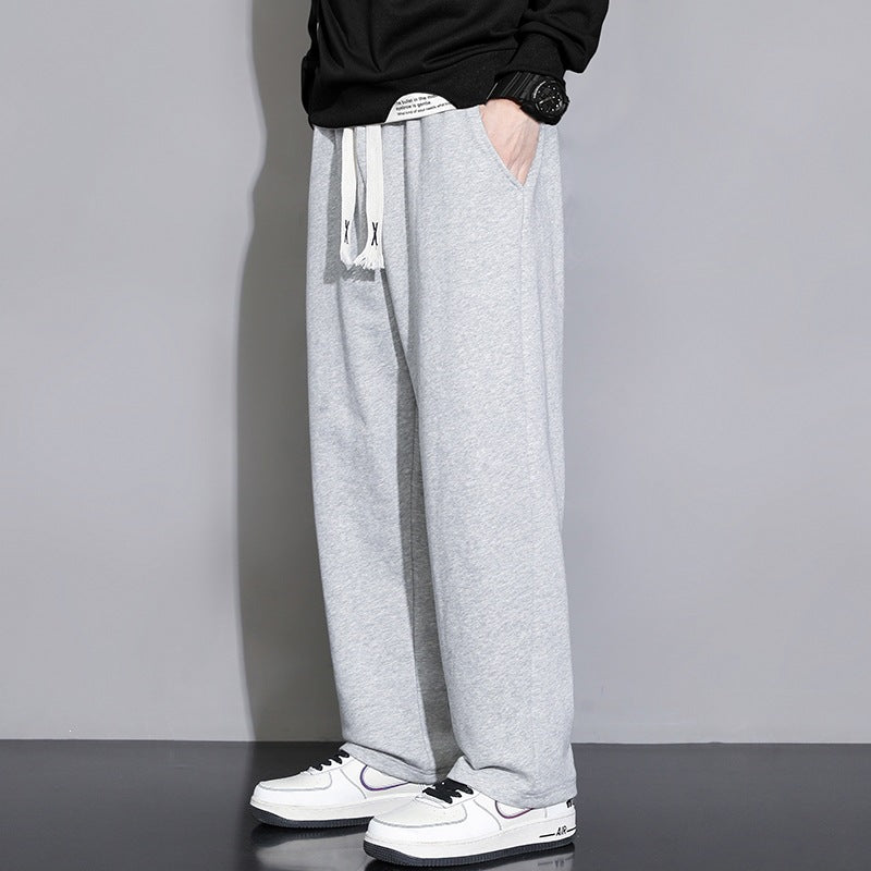 Herren Relaxed-Fit Jogginghose aus French-Terry mit weitem Bein und Tunnelzug Drune