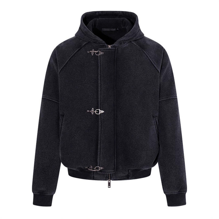 Damen Kapuzen-Bomberjacke aus Teddyfleece mit Metallhaken und elastischem Saum Drune
