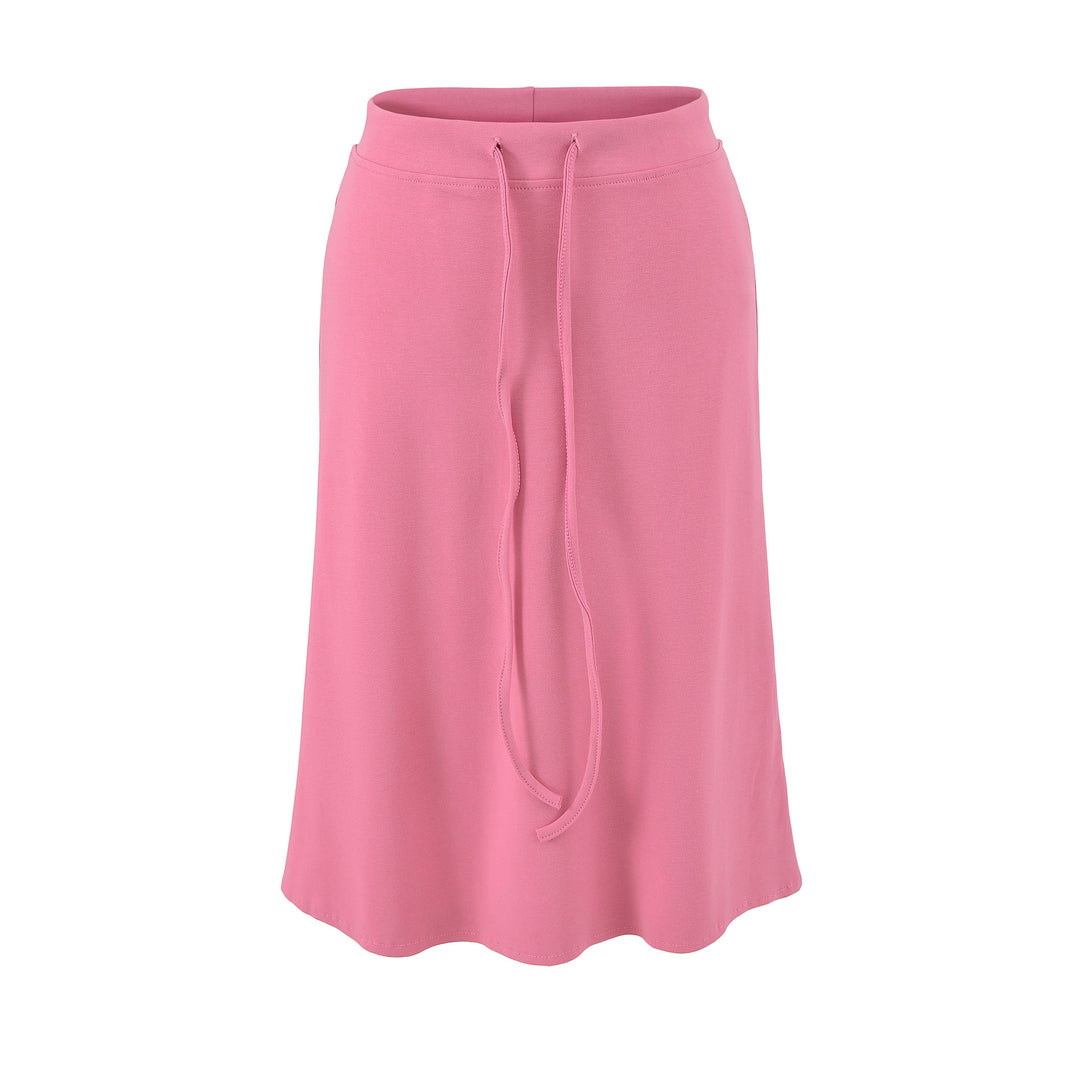 Damen Jersey-Midirock mit hohem Bund, Tunnelzug und A-Linien-Schnitt Drune