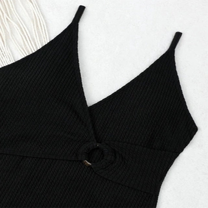 Damen Einteiler Badeanzug mit trendigem Wickel-Design und Ringelement Drune