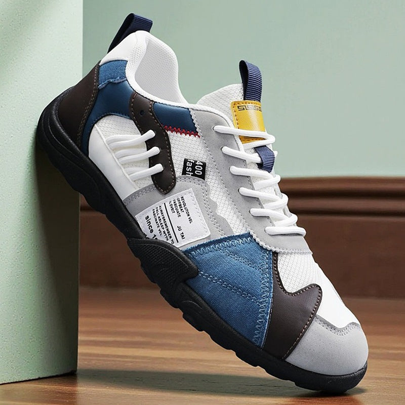 Herren sportiver Retro-Mesh-Ledermix Sneaker mit verstärkter Zehenkappe und griffiger Trailsohle Drune