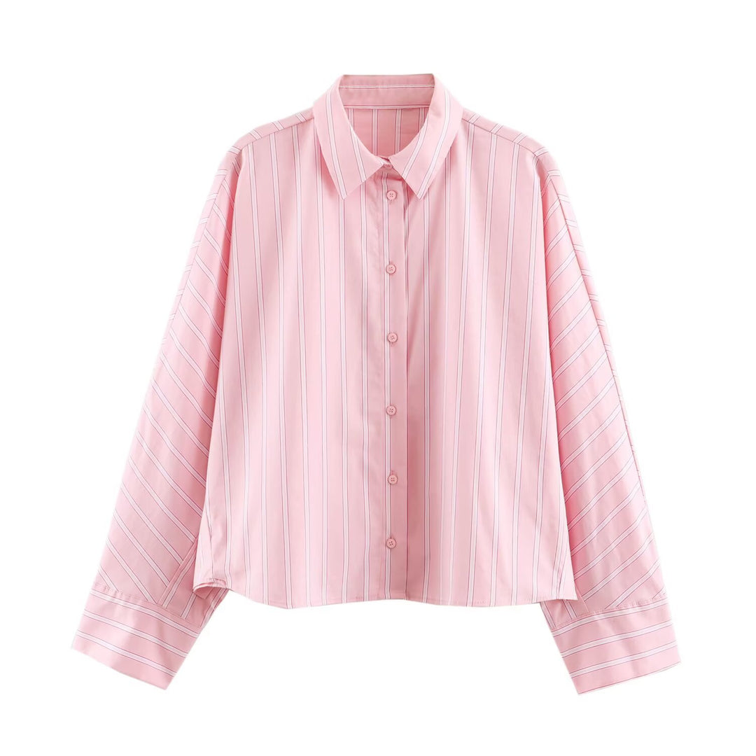 Damen Oversize-Streifenhemd mit Kentkragen und langen Manschetten Drune