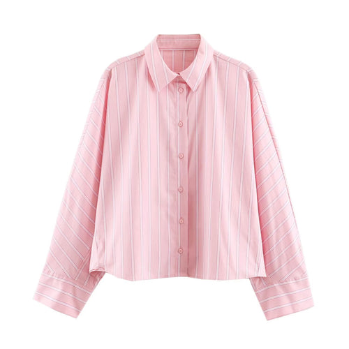 Damen Oversize-Streifenhemd mit Kentkragen und langen Manschetten Drune