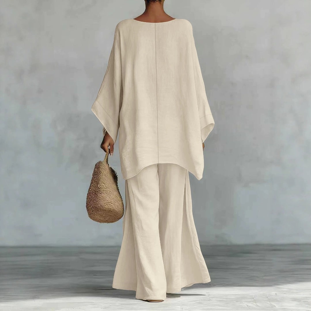 Damen Lässiges Oversize-Kaftanoberteil mit weiten Palazzohosen Drune