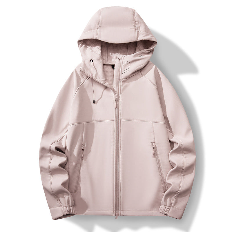 Herren Atmungsaktive Softshell-Hybridjacke mit Kapuze, Fleece-Innenfutter und Zwei-Wege-Reißverschluss Drune