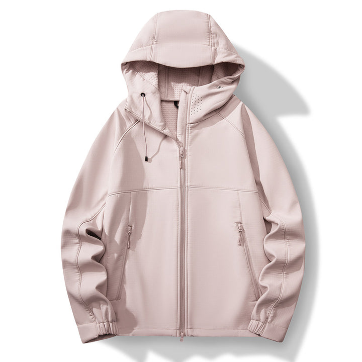 Herren Atmungsaktive Softshell-Hybridjacke mit Kapuze, Fleece-Innenfutter und Zwei-Wege-Reißverschluss Drune