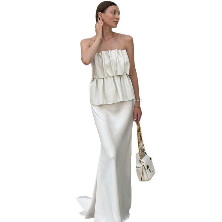 Damen elegantes Abendkleid mit raffinierten Rüschendetails Drune