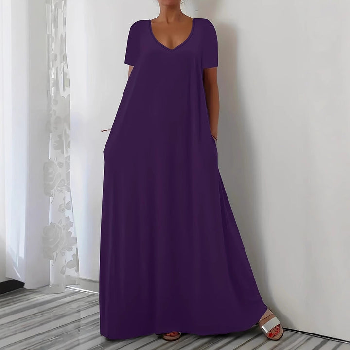Damen Maxikleid mit U-Ausschnitt und praktischen Taschen Drune