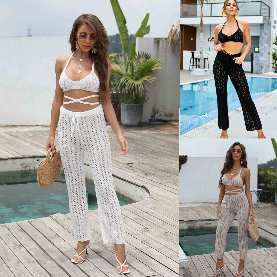 Damen Häkel-Bikini-Set mit transparentem Maxirock und elegantem Schnitt Drune