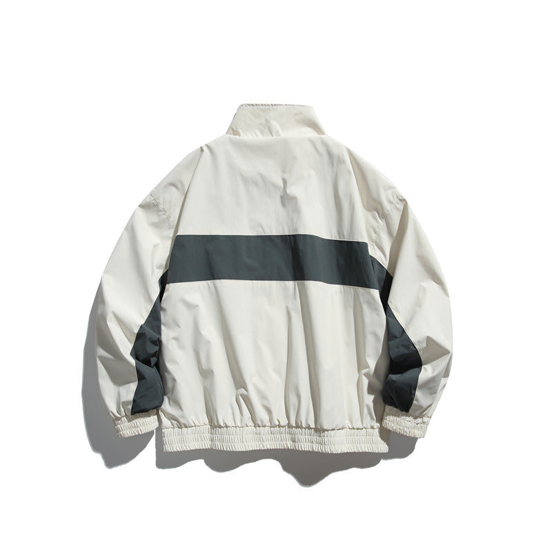 Herren Sportliche Retro-Trainingsjacke mit Streifendetail und Stehkragen Drune
