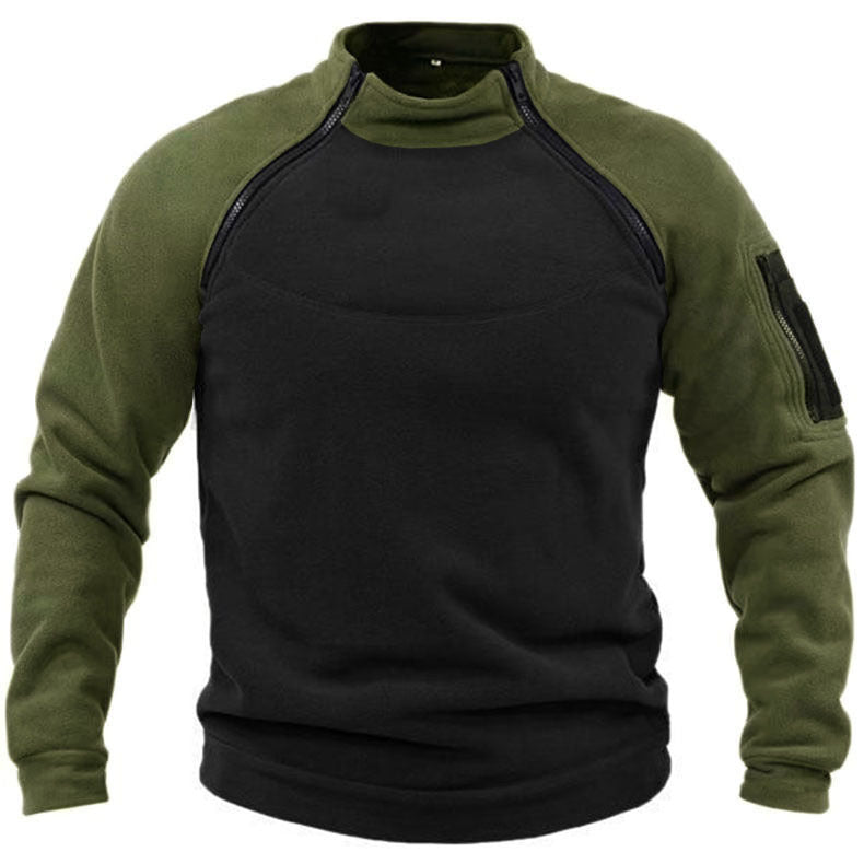 Herren Fleece-Pullover mit hohem Kragen und funktionalen Taschen Drune