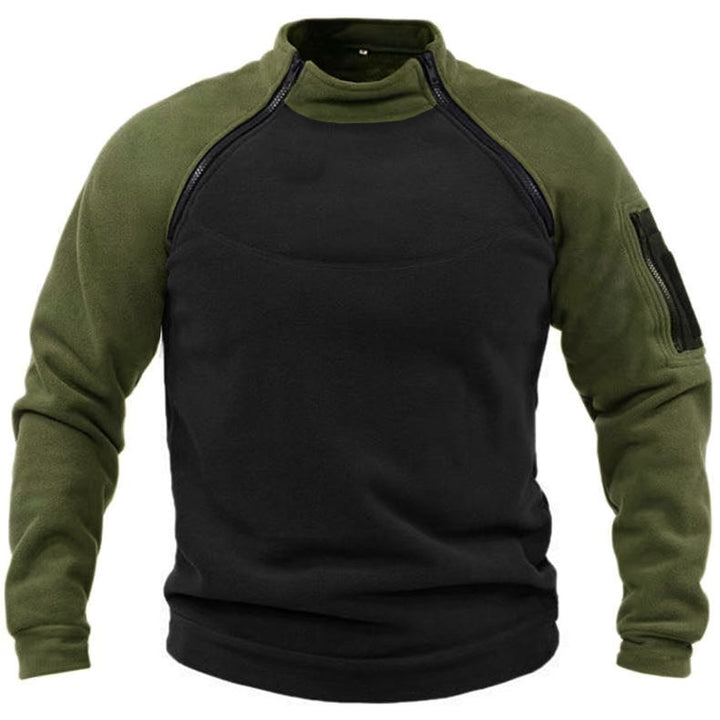 Herren Fleece-Pullover mit hohem Kragen und funktionalen Taschen Drune