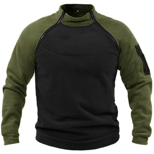 Herren Fleece-Pullover mit hohem Kragen und funktionalen Taschen Drune