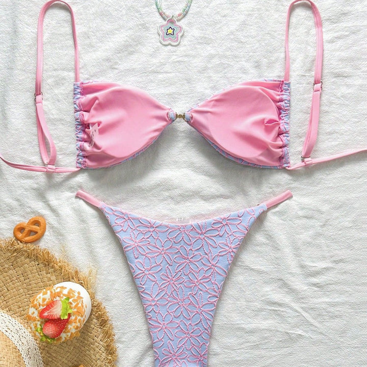 Damen attraktiver Blumenmuster-Bikini Drune