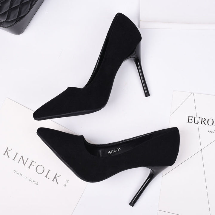 Damen Elegante spitz zulaufende Velours‑Optik Pumps mit schmalem Stiletto Drune