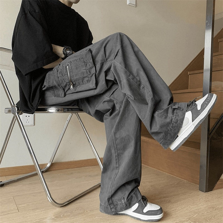 Herren weit geschnittene Cargo-Hose mit praktischen Taschen und elastischem Bund Drune