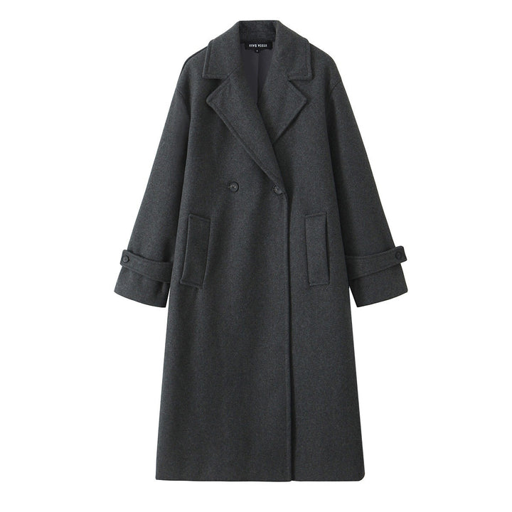 Damen 90+ doppelreihiger Wollmix-Mantel mit Oversize-Schnitt und Reverskragen Drune