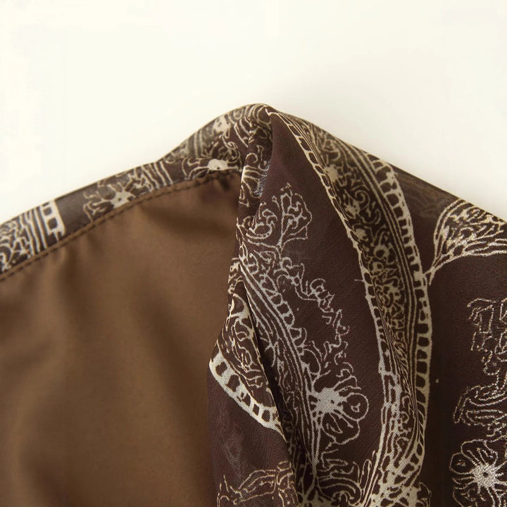 Damen nan ausgestellter Maxirock mit hoher Taille, gefaltetem Bund und Paisley‑Print Drune