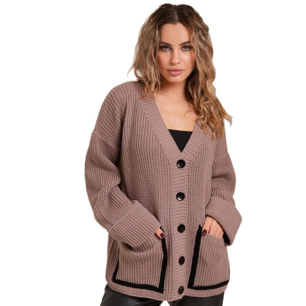 Damen Strickjacke mit tiefen Taschen und lässigem Schnitt Drune