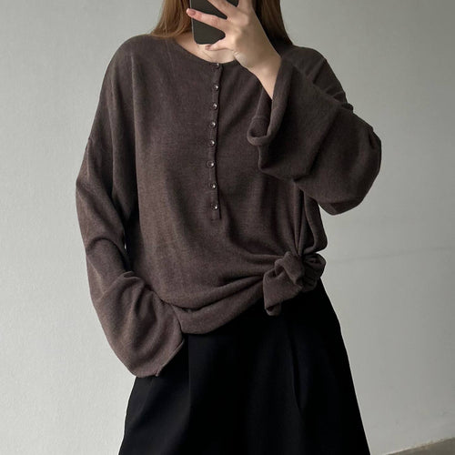 Damen Lässiger Strickpullover mit modernen Knopfdetails Drune