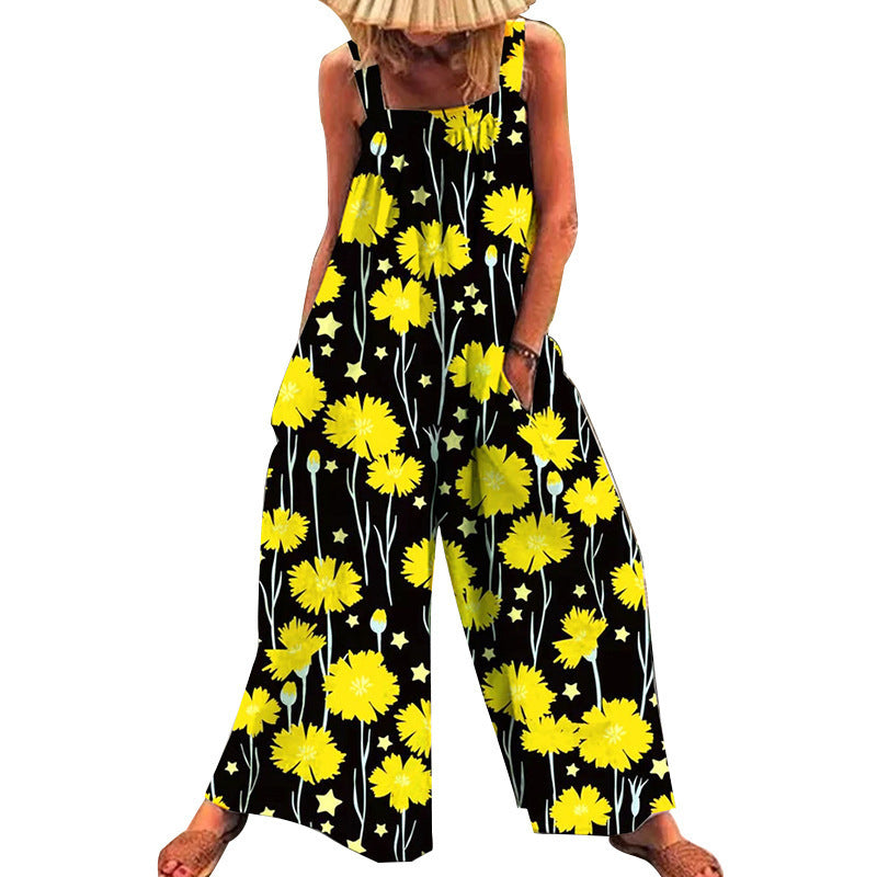 Damen Übergröße Jumpsuit mit floralem Muster und praktischen Taschen Drune