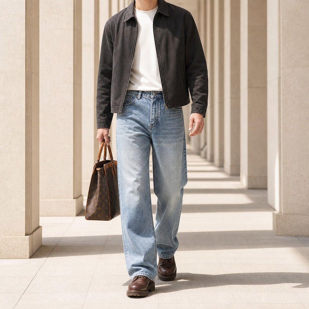 Damen Hochgeschnittene Palazzo-Jeans aus Denim mit Vintage-Waschung Drune