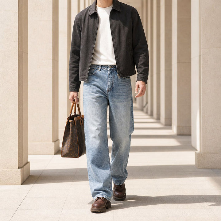 Damen Hochgeschnittene Palazzo-Jeans aus Denim mit Vintage-Waschung Drune