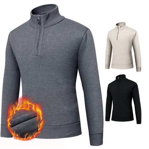 Herren Thermo-gefütterter Halbzip-Pullover mit Stehkragen und wärmender Fleece-Innenseite Drune