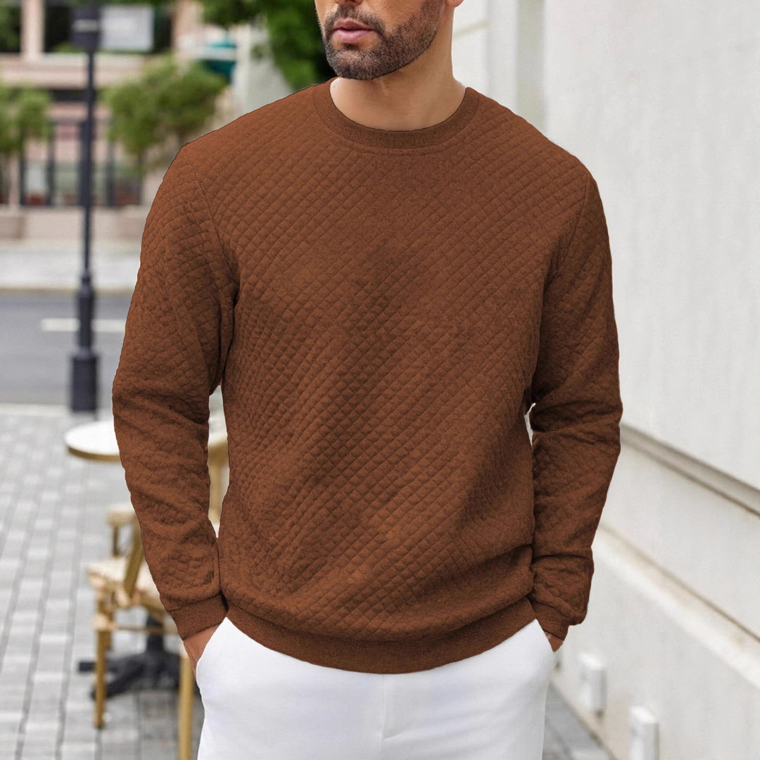 Herren gesteppter Sweatpullover mit Rautensteppung, geripptem Kragen und komfortablem Regular Fit Drune