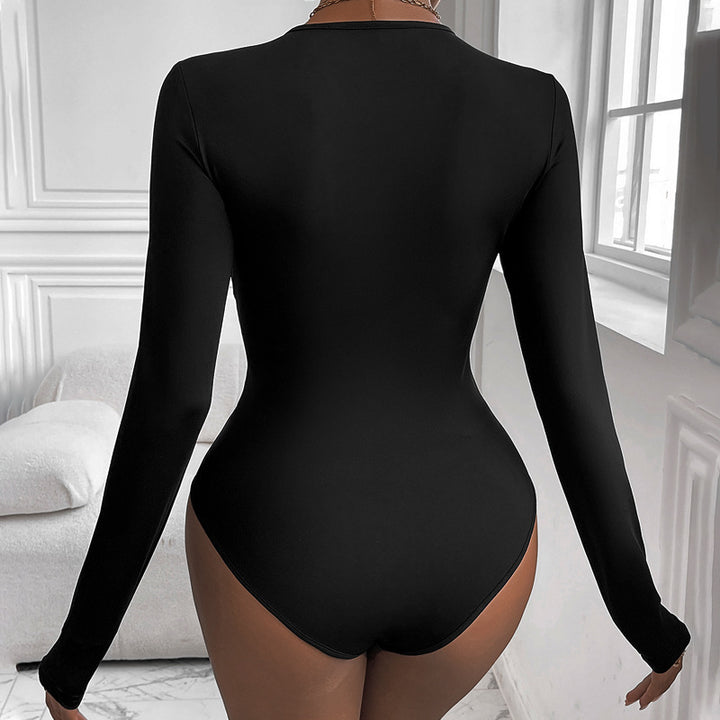 Damen Figurbetontes Twist-Longsleeve mit Knotendetail und Rundhalsausschnitt Drune