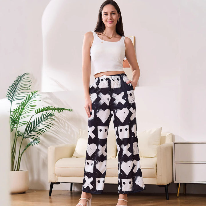 Damen Freizeithose mit einzigartigem grafischen Muster und elastischem Bund Drune