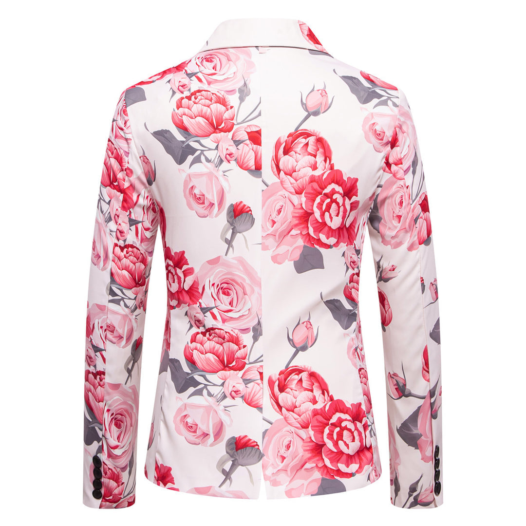 Herren Slim-Fit Sakko mit ganzflächigem Blumenprint und schmalem Revers Drune