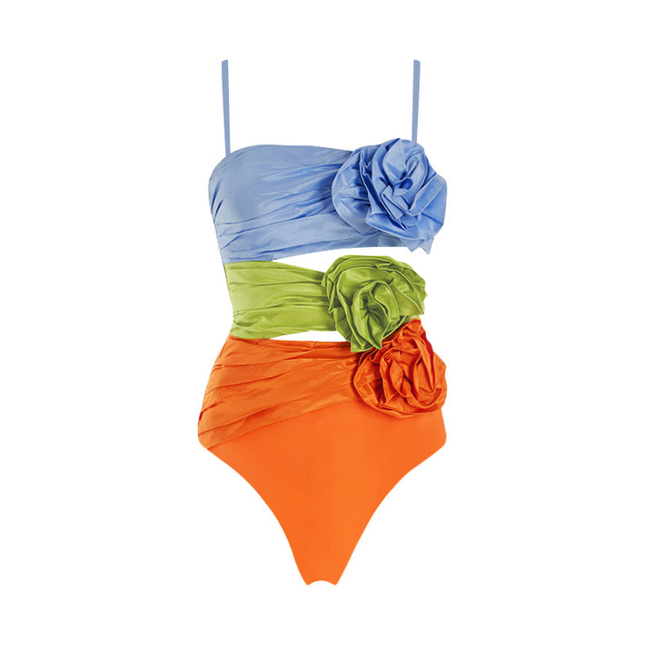 Damen Badeanzug mit kunstvollen Blumenapplikationen Drune