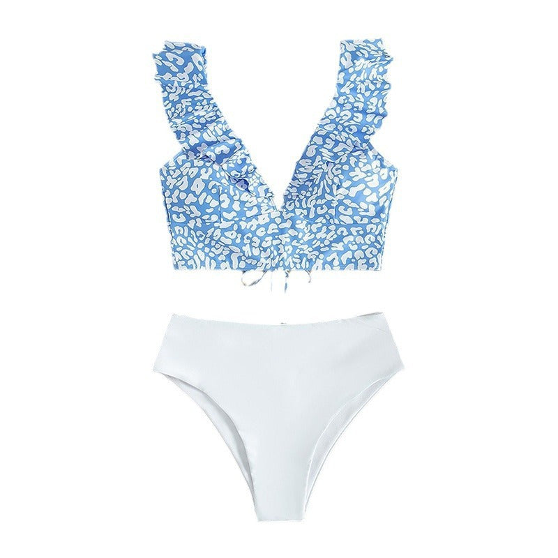 Damen Bikini-Set mit Rüschen und modischem Leo-Muster Drune
