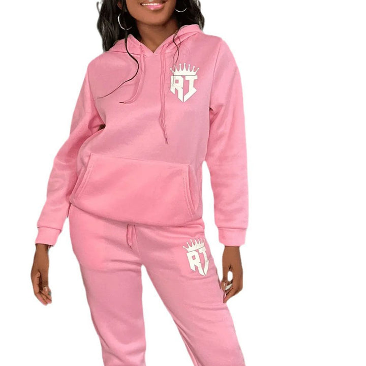 Damen kuscheliges Hoodie- und Jogginghose-Set mit praktischem Kängurutaschen-Design Drune