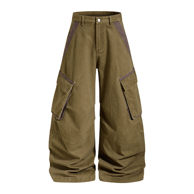 Damen Weite Cargo-Culotte-Hose mit hoher Taille, großen Klappentaschen und markanten Nahtdetails Drune