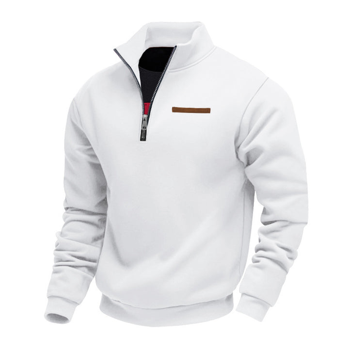 Herren nan Halbzip-Sweatshirt aus schwerem Fleece mit Stehkragen und verdeckter Brusttasche Drune