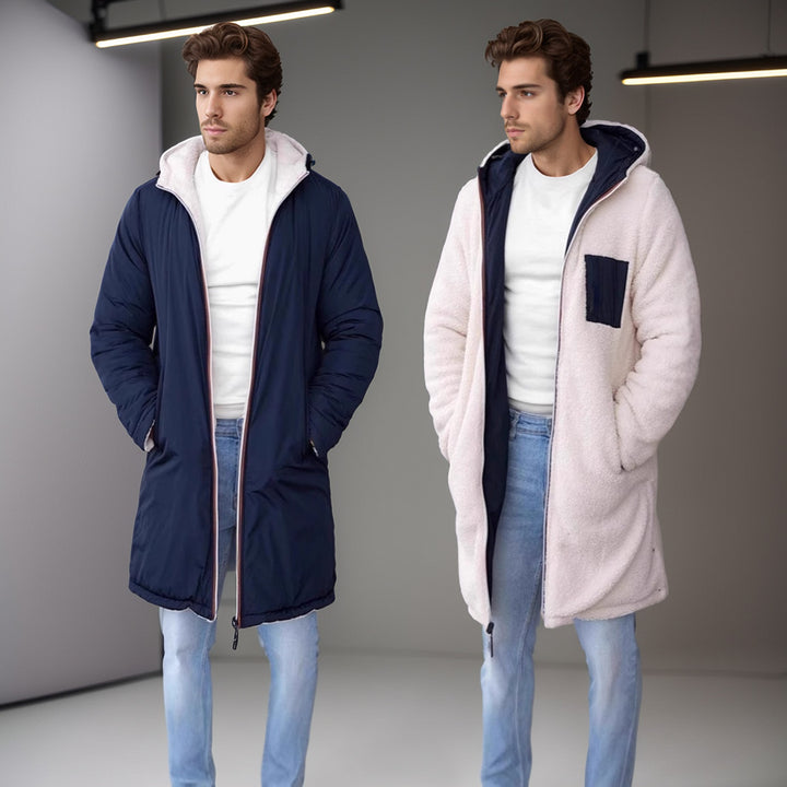 Herren Wendbarer Steppmantel mit Kapuze und praktischen Taschen Drune