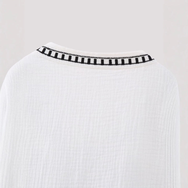 Damen Ärmellose bestickte Baumwollweste im Ethno-Boho-Stil Drune