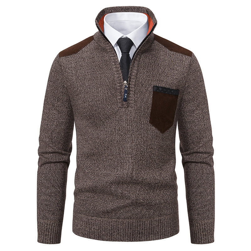 Herren modischer Pullover mit hohem Kragen und Reißverschluss Drune