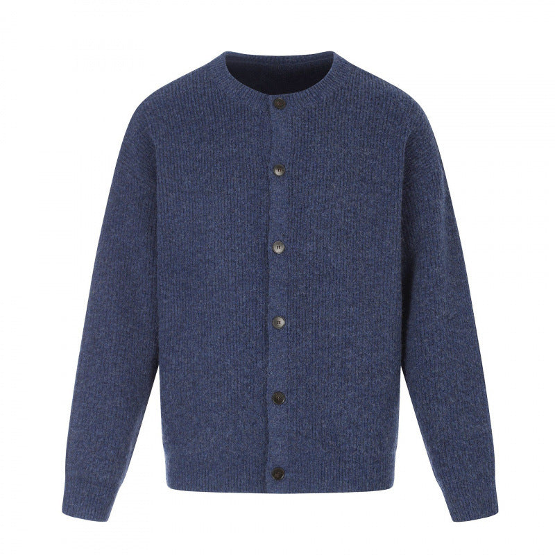 Unisex Boxy-Strickjacke mit Rundhalsausschnitt, durchgehender Knopfleiste und feiner Waffelstruktur Drune